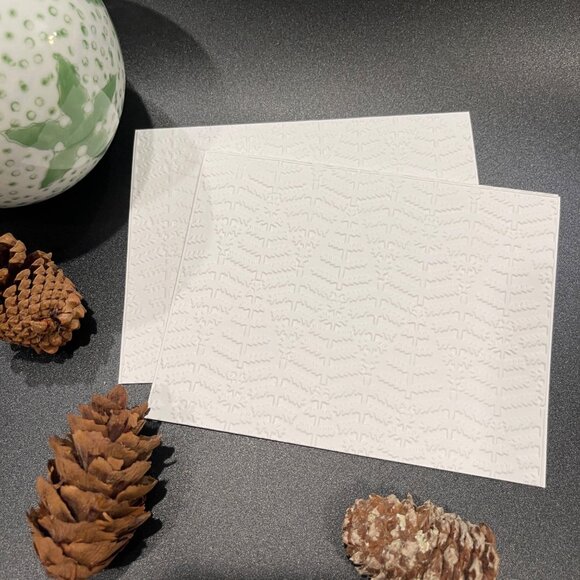 Evergreen Pine Trees Embossed Holiday Cards, White Holiday Cards Set, Handmade E - Picture 4 of 5